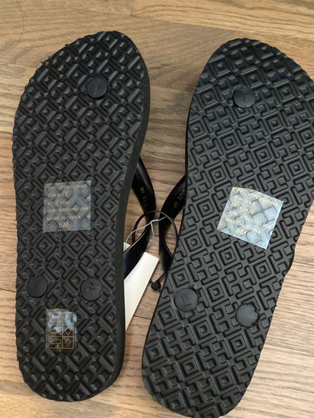 Tory Burch Black Strap Flip-Flops with Leopard-Print Footbed - Picture 2 of 2